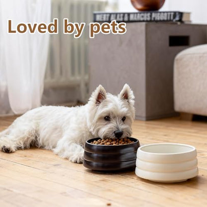 BOBO & Bowl Pet Drinking Bowl (1.2L/40 oz), Food-Grade Ceramic Water Bowl for Small & Medium Dogs - Elevated, Heavy Sturdy, Dishwasher & Microwave Safe, Black - color: White