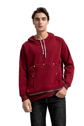 Pet Cat Dog Pouch Hoodie Small Animal Carrier – Kitten Puppy Pouch Sweatshirt Holder Fleece Unisex Hoodies Burgundy - color: Burgundy, size: Medium