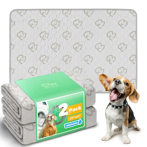 FXW Washable Pee Pads for Dogs, Puppy Pads with Super Absorbent, Specifically Designed for 42inch Cages, 27" x 41", 2 Packs - color: Khaki, size: 27" x 41" (2 Packs)