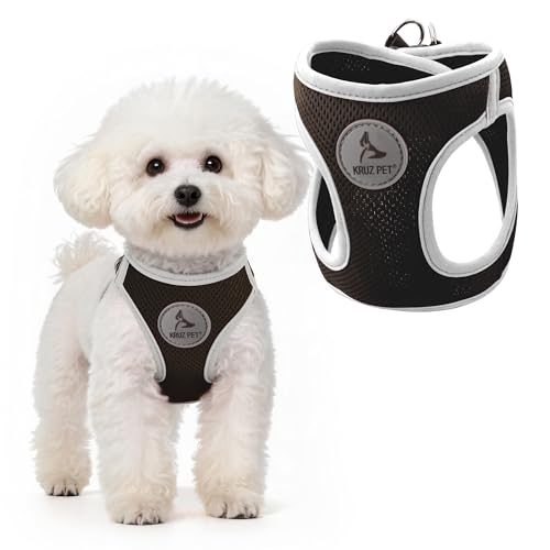 Kruz Dog Harness (Chest 14.5"-15.5", Weight 6–10 lbs) Athletica Adjustable Heavy Duty No Choke Puppy Vest for Small Dogs Lightweight Air Mesh, Reflective, Puppy Essentials – Black, Small - color: Black, size: Small