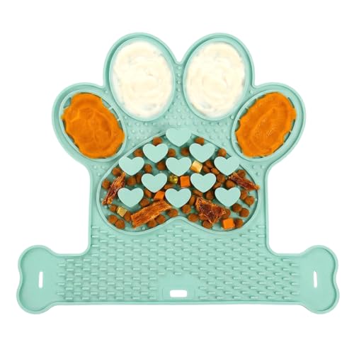 Dog Lick Mat with Suction Cups, Slow Feeder & Enrichment Mat for Dogs & Cats, Silicone Feeding Mat for Wet & Dry Food, Anxiety Relief, Mess-Free Foldable Pocket Design, Green - color: Green
