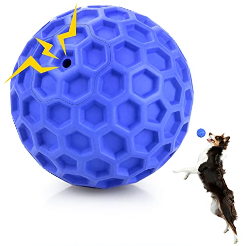 DISSKNIC Indestructible Squeaky Dog Ball, Relieves Anxiety, Cleans Teeth, Interactive Chew Toy for Aggressive Chewers, Dog Toy for Large Breeds, Outdoor Waterproof - color: Blue, size: Large
