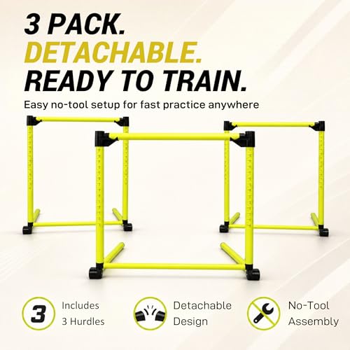 3Pcs Adjustable Height Hurdles Training Equipment, Hurdles Track and Field | Agility Speed Jumping Training Equipment for Soccer Basketball Football Dogs,Outdoor Backyard- Detachable-Green