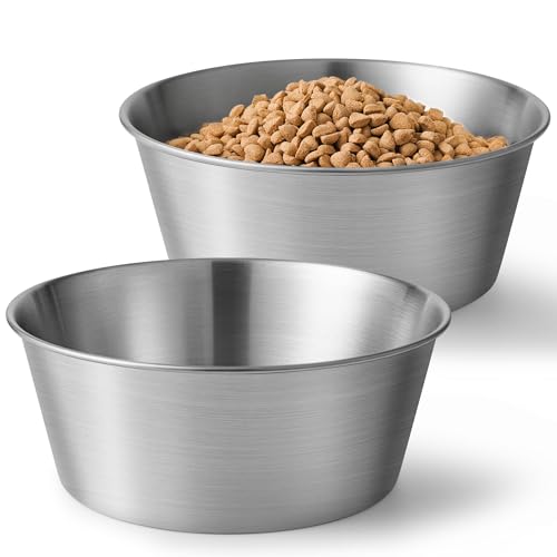 Heavy-Duty Stainless Steel Dog Bowl - Food Grade 304, Rustproof & BPA Free - Easy to Clean, Dishwasher Safe -Large (64oz, 8 Cups) Sizes for Dogs 80-110lbs - color: Basic Bowl, size: 8 Cups