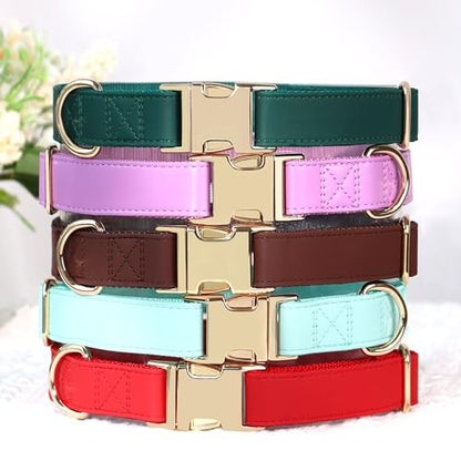 PET ARTIST PU Leather Dog Collar, Bright & Stylish Purple Dog Collar Girl with Quick Release Gold Metal Buckle, Soft Nylon Padded Durable Pet Collars Adjustable for Small Dogs, Neck Fit 9-14" - color: Purple, size: S: Fit 9-14" Neck(10-20 lbs)