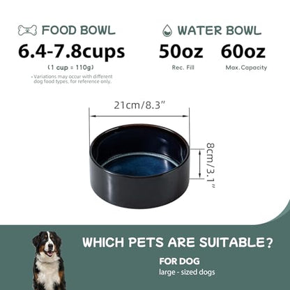 Havniva 8.3inch Ceramic Dog Bowls Dog Food Bowl for Large Breed Dog Food and Water Bowl Non-Slip Dog Dish Large Capacity Feeding Pet Water Bowl - color: 1 Bowl - Starry Sky, size: 8.3inch