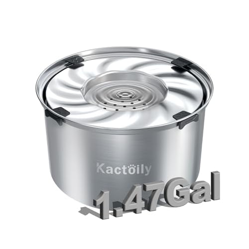 kactoily 1.47 Gal Stainless Steel Dog Water Bowl, 24 Cups Large No Spill Dog Bowl with Floating Disk, Splash Proof Slow Water Drinking for Messy Drinkers - color: Stainless Steel