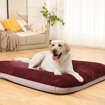 Magic Dog Super Soft Extra Large Dog Bed, 47 Inches Jumbo Orthopedic Foam Pet Beds with Anti Slip Bottom, Dog Sleeping Mattress with Removable and Washable Cover, Burgundy XL - color: Burgundy, size: 47.0"L x 39.0"W x 5.0"Th