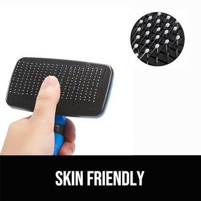 Design Patent Certificated Self Cleaning Slicker Brush for Dogs& Cats, Skin Friendly Grooming Dog& Cat Brush for Shedding and Deshedding, Pet Supplies Accessories,Blue - color: Blue