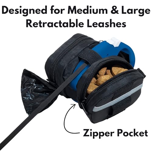 Gracie To The Rescue Leash Bag, Compatible with flexi retractable leash, treat and poop Bag Holder for leash, Waste Bag Holder (Blue) - color: Blue