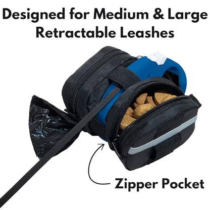 Gracie To The Rescue Leash Bag, compatible with flexi retractable leash, Treat and Poo Bag Holder for leash, Waste Bag Holder (Black) - color: Black