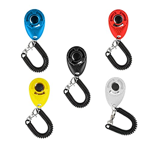Dog Training Clicker Pet Training Sound Behavioral Tool with Wrist Strap for Dog Cat Horse Red - color: red