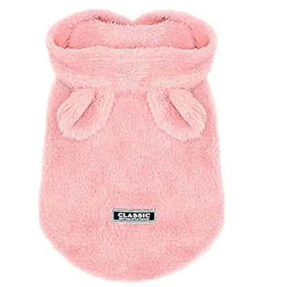 Easter Dog & Cat Outfit - Bunny Ears Hoodies, Fleece Puppy Clothes, Warm Dog Sweatshirt & Cat Costume (Large, Pink) - color: Pink, size: Large