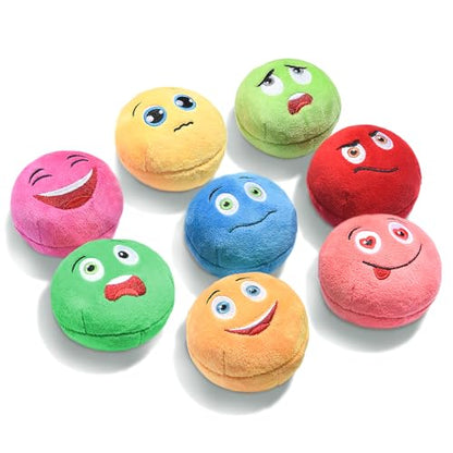 Squeaky Dog Toys, Stuffed Plush Puppy Toy Balls to Keep Them Busy, (8 Pack) Interactive Funny Pet Ball with Squeaker for Puppies Small Breed Medium Dogs - style: Medium 2.9" (8 Pack)