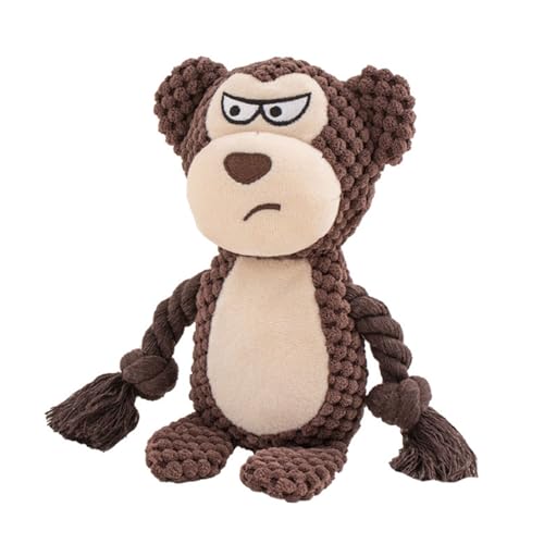 Dog Toys, Dog Squeaker Toys with Crinkle Paper, Stuffed Animal Dog Plush Chewing Toy, Cotton Rope Interactive Toys for Puppy, Small, Middle Dogs (Brown Monkey) - color: Brown