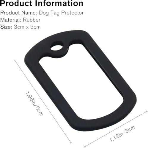 Military Black Dog Tag Silencers 5-Pack, Silicone Noise-Reducing Case, Engraved Dog Tag Holder, Military ID Protector Preventing Noise and Scratches (Black-B)