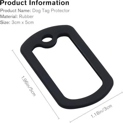 Military Black Dog Tag Silencers 5-Pack, Silicone Noise-Reducing Case, Engraved Dog Tag Holder, Military ID Protector Preventing Noise and Scratches (Black-B)