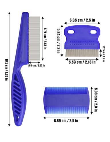 Flea Comb for Cats Dogs, 6 Pack Flea and Lice Grooming Comb Set for Cats, Pet Grooming Tools for Small, Medium & Large Pets (Pink & Blue) - color: Blue&Pink 8P