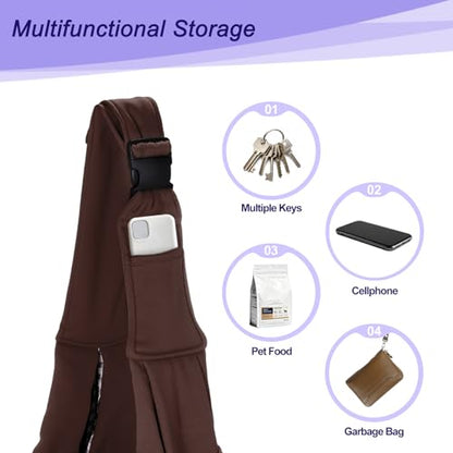 Dog and Cat Sling Carrier Up to 16.5 Lbs, Hand-Free Reversible Pet Sling Carrier with Adjustable Strap and Pocket, (Brown, 1 Pcs) Intended for Hiking/Camping/Traveling - color: Brown