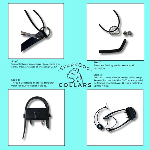 SparkDog 3/4” High Flex Quick Adjust E-Collar Strap Waterproof Replacement Collar Compatible w/SportDOG, Garmin, Dogtra & E-Collar Technologies, Genuine BioThane®-Made in USA (Aqua HF, High Flex) - color: Aqua HF