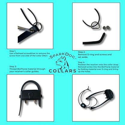 SparkDog 3/4” High Flex Quick Adjust E-Collar Strap Waterproof Replacement Collar Compatible w/SportDOG, Garmin, Dogtra & E-Collar Technologies, Genuine BioThane®-Made in USA (Aqua HF, High Flex) - color: Aqua HF
