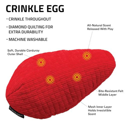 Playology Dog Toys | Plush Toy Crinkle Egg for Large Dogs | Beef Scented Jumbo Plush Chew Toy - size: Jumbo Egg, style: Beef