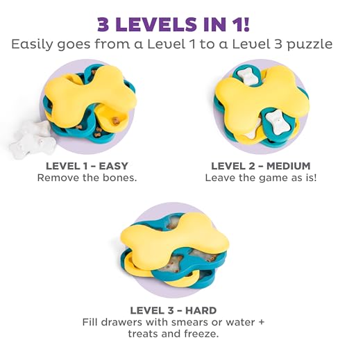 Outward Hound by Nina Ottosson Dog Tornado – Interactive Treat Puzzle Enrichment Toy, 3 Spinning Layers, Level 2 Intermediate - color: Dog Tornado (Yellow and Blue)