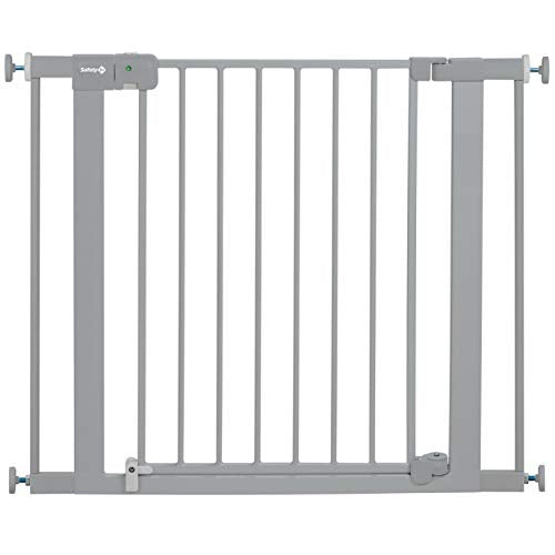 Safety 1st Easy Install Baby Gate for Doorways, Auto-Close Pressure-Mounted Magnetic Latch, Indoor Dog Gates, No Drilling, Fits 29"-38", Grey - color: Gray