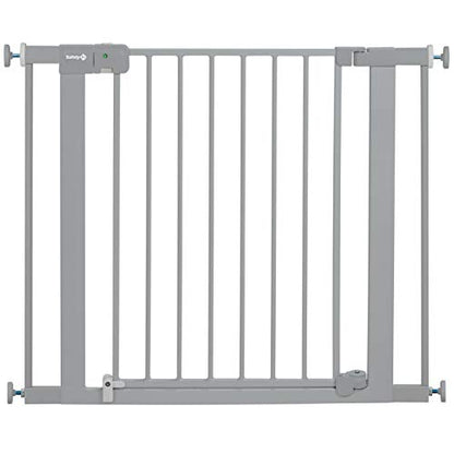 Safety 1st Easy Install Baby Gate for Doorways, Auto-Close Pressure-Mounted Magnetic Latch, Indoor Dog Gates, No Drilling, Fits 29"-38", Grey - color: Gray