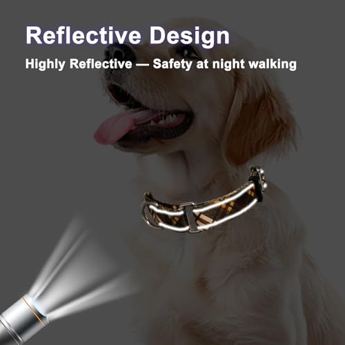 Fall Reflective Martingale Collar for Dogs with Quick Release Buckle Autumn Dog Collars (Brown Plaid, Small) - color: Brown Plaid, size: Small