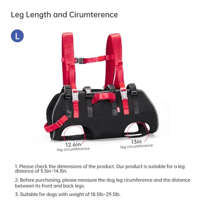 Wakytu Dog Emergency Rescue Sling - Lightweight Packable Lift Harness with Handle - Safe Transport for Small Medium Dogs - Ideal for Hiking Skiing（18.5-29.5lbs） - size: L（18.5-29.5lbs）