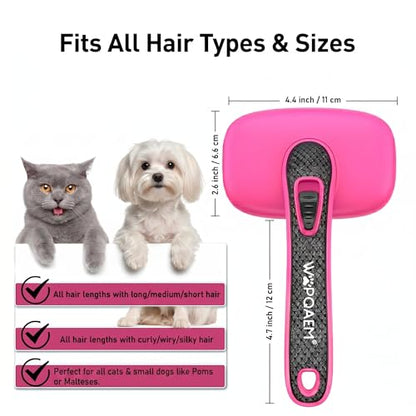 Self Cleaning Slicker Brush for Dog and Cat Deshedding, Pink | Shedding Brush for Dogs & Cats, One-Click Retractable Bristles for Easy Cleaning Flying Hair at Home - color: Pink 1 PCS