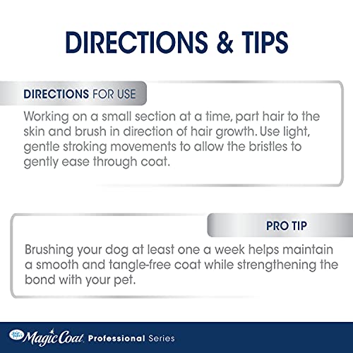 Four Paws Magic Coat Professional Series Grooming Brush for Dogs & Cats, Reduces Shedding, Stimulates Coat's Natural Oils, Ergonomic Design, Ideal for Medium, Long, Curly, and Wiry Coats