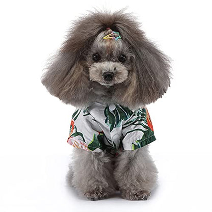 Tangpan Summer Pet Daisy Hawaiian Beach Plaid Print Shirts Clothes for Dog S09 White L - color: Y White, size: Large