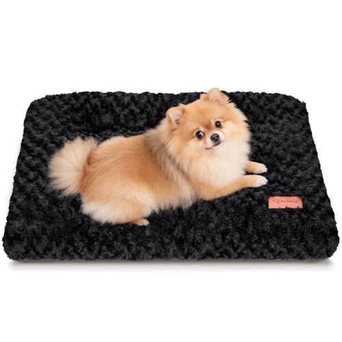 Dog Bed Crate Pad - Rosette Pattern White Velvet Pet Bed Anti-Slip Comfy Kennel Pad for Crates Rosette Black S - color: Rosette Pattern Black, size: Small 24"x18"