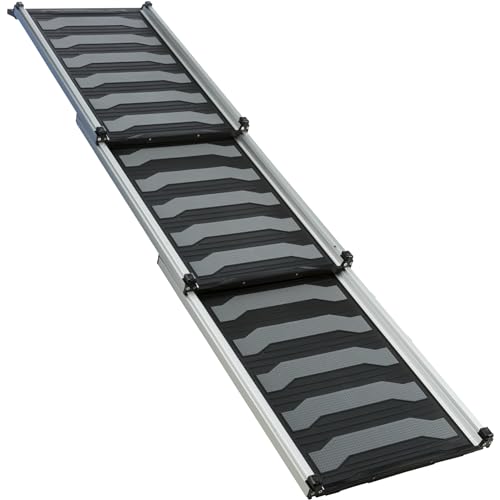 Trixie Telescoping Dog Ramp, Silver/Black | Adjustable Lengths, Made of Lightweight Aluminium, Ideal for Cars and SUVs, Easily Adjustable - color: Telescope Ramp