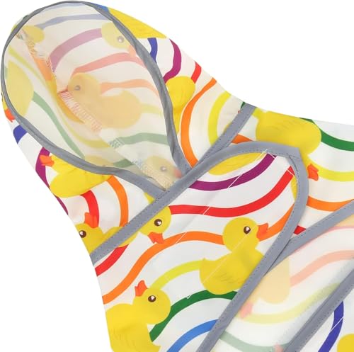 Dog Raincoat, Waterproof Dog Rain Jacket with Hood, Adjustable Rain Coat Poncho with Reflective Strips & Leash Hole for Large Medium Small Dogs Puppies, Lightweight Pet Clothes - color: Rainbow Ducks, size: X-Small