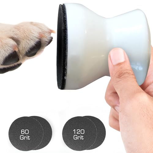 Dog Nail File - Upgraded Dog Nail Scratch Board - 1 White Nail File for Dogs w/ 4 Replaceable Sandpapers - Dog Nail Trimmers - Round Dog Nail Grinder for Pet Nails - Relaxing Dog Nail Trimming Board