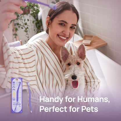 HICC PET Toothbrush for Dogs & Large Cats, Ergonomic Pet Toothbrush for Easy Teeth Cleaning,Gentle on Gums, Cat & Dog Dental Care – Toothpaste Not Included - color: Purple for Dogs & Large Cats