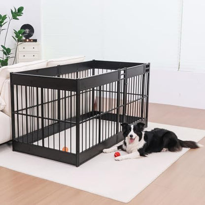 Dog Playpen, 35.4" Height Dog Pen Indoor, Heavy Duty, Safe and Sturdy, Furniture Style Puppy Pen - color: Black, style: 6 Panels (35.4" High)