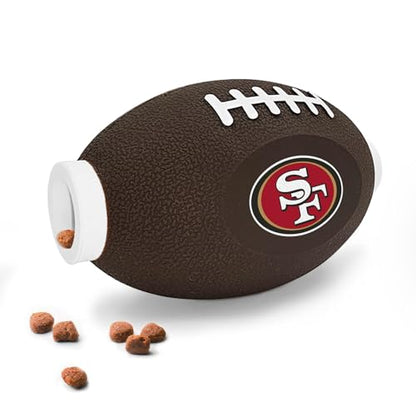 NFL San Francisco 49ers Football Treat Dispensing Toy for Dogs and Cats, Rubber Ball Pet Toy, Interactive Fun Doggie Treat Toy, Natural Rubber Feeding Toy - color: San Francisco 49ers