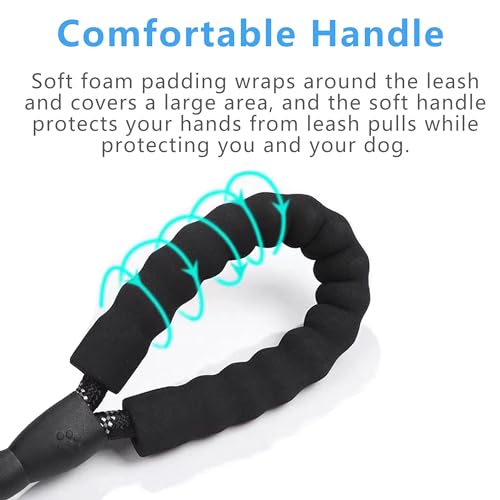 Dog Leash 10 ft, with Comfortable Padded Non-Slip Handle, Reflective Nylon Rope, Heavy Duty Rope Leash for Dog Training, Pet Leash for Large Dogs Medium Dogs Small Dogs Outdoor Walks and Hiking