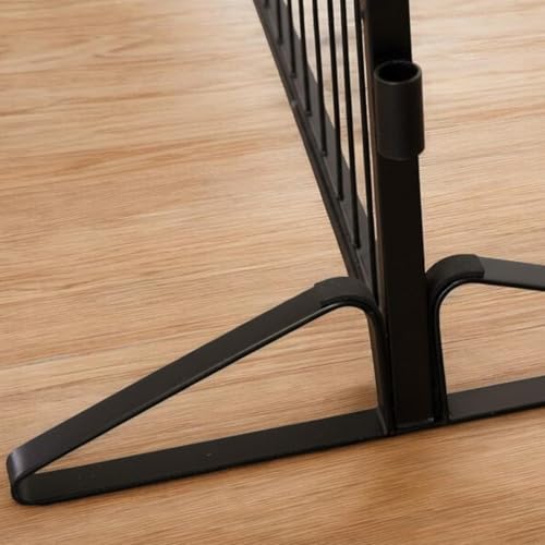 Extra Wide Adjustable Dog Gate w/Door – 32 inch Tall & Up to 214 Inch Wide 8 Panel Indoor Pet Barrier, Freestanding Heavy Duty Black Metal Fence for Small & Medium Dogs - size: 32 Inch