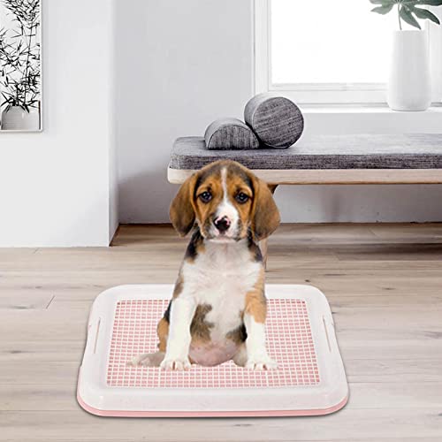 Dog Potty Toilet Training Tray Dog Potty Pan Removable Easy to Clean with Secure Latch Indoor Potty Trainer Corner for Small Dogs Puppies, Pink
