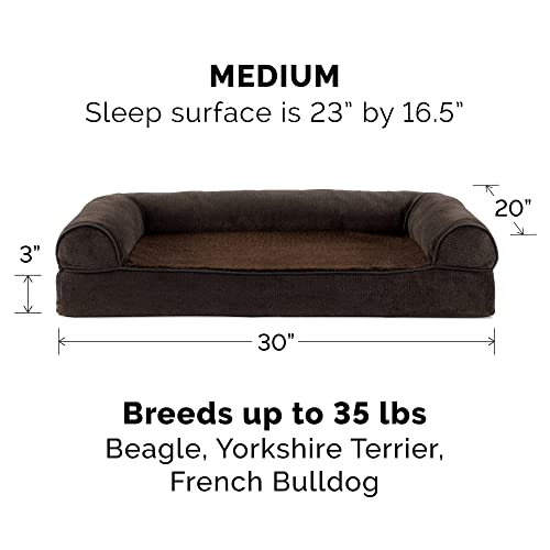 Furhaven Replacement Dog Bed Cover Sherpa & Chenille Sofa-Style, Machine Washable - Coffee, Medium - color: (Sherpa & Chenille) Coffee, size: Medium