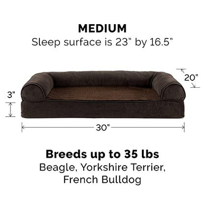 Furhaven Replacement Dog Bed Cover Sherpa & Chenille Sofa-Style, Machine Washable - Coffee, Medium - color: (Sherpa & Chenille) Coffee, size: Medium