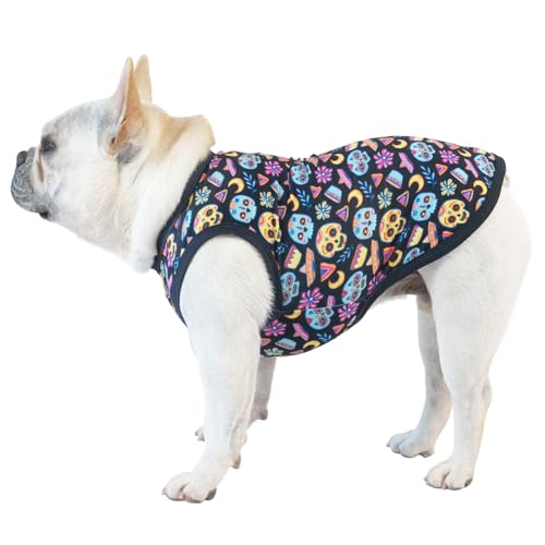 CuteBone Dog Shirts 2-Pack Soft Pet Clothes Breathable Summer Vest for Small Puppy and Stretchy Cat Apparel - color: Skulls, size: Small