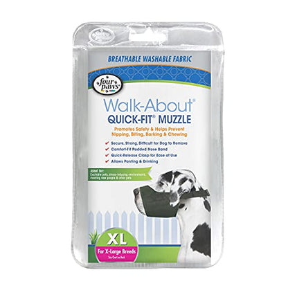 Four Paws Quick Fit Dog Muzzle, Black, Size 5 - size: 5-X-Large Regular Snout
