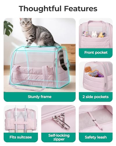 BAGSMART Cat Carrier: Soft-Sided Pet Carrier for Small Medium Cats Dogs Puppy Quilted Collapsible Puffy Travel Bag Up to 20 Lbs Brown - color: Brown, size: 18.1"L x 11.0"W x 11.0"H