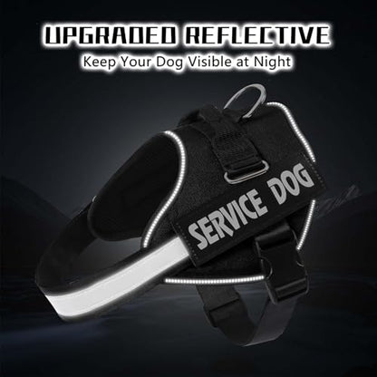 MUMUPET Service Dog Harness, No Pull Reflective Adjustable with Handle, Soft Breathable Padding for Small Dogs, 2 Removable Velcro Patches (Black, XS) - color: Black, size: X-Small